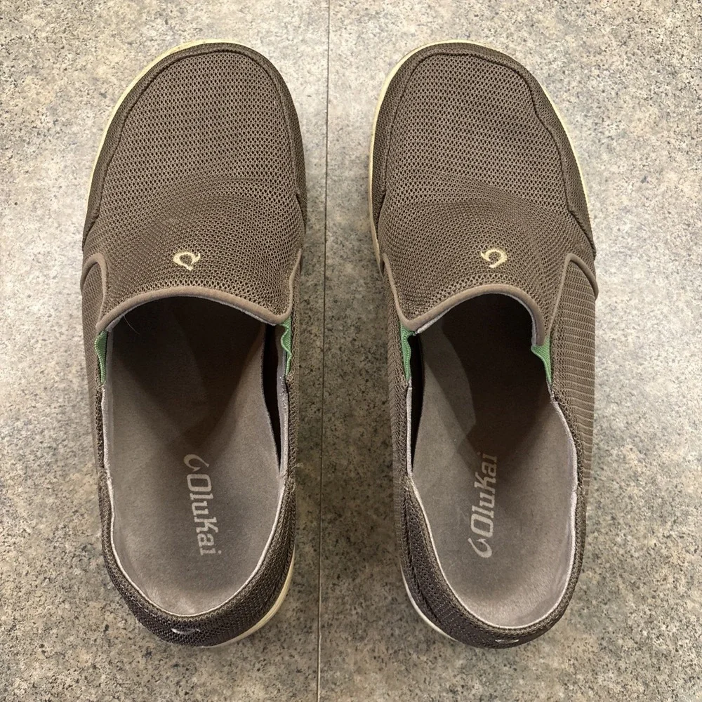 OluKai Men's Nohea Mesh Brown slip-on shoes Men's Sz 9 Good‎ Condition